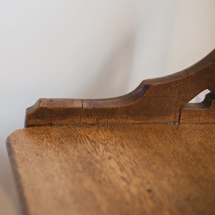 Small Early 20th Century Arts & Crafts Oak Hall Bench - Gothic Revival Window Seat c. 1900-1920