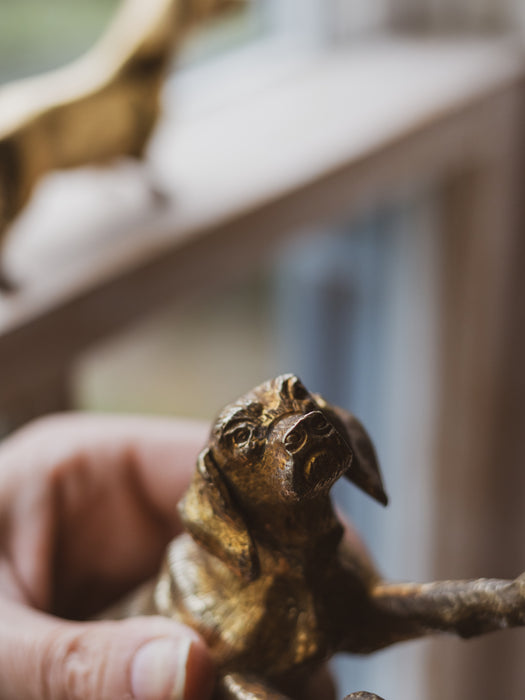 Vintage Large Spelter Working Dog Figurine