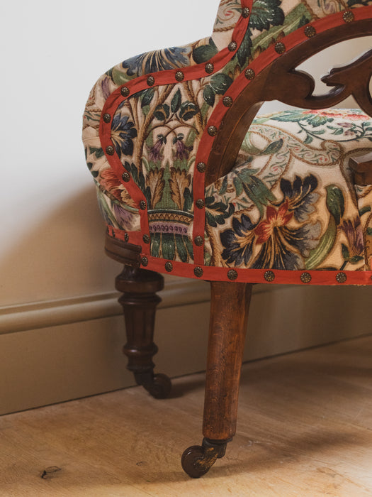 Antique Victorian Library, Bedroom or Occasional Chair - Reupholstered