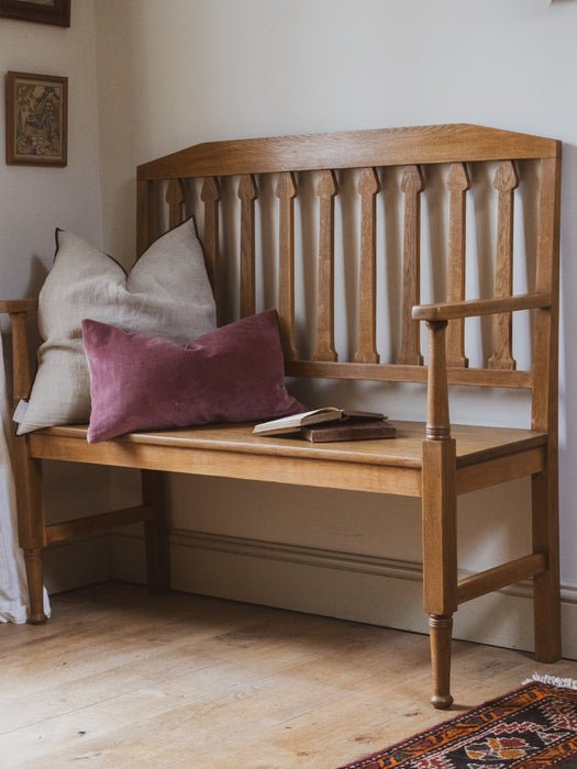 Antique English Arts & Crafts Oak Bench