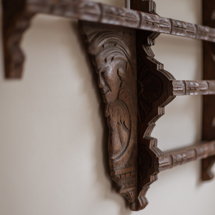 Antique Hand-Carved Delft Wall Rack / Plate Rack