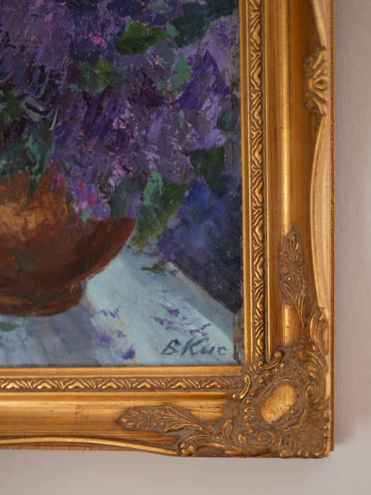 Vintage Original Oil Painting "Lilac" by Vladimir Kisilyov - Framed Floral Still Life