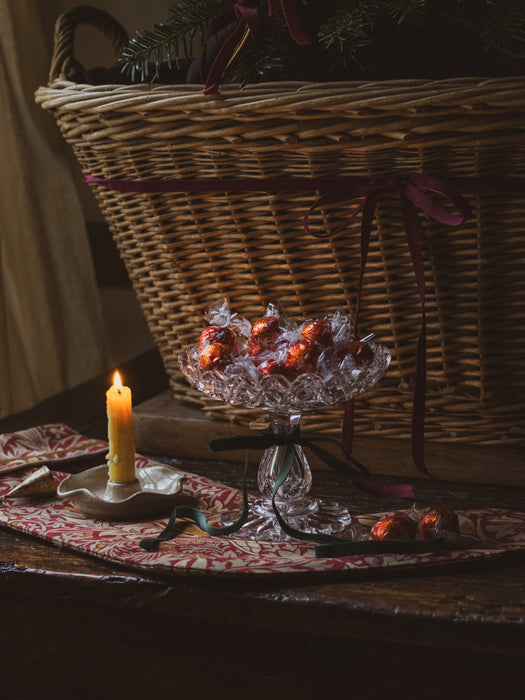 Antique Victorian Crystal Glass Tazza or Comport Dish / Crystal Pedestal Bowl - Small