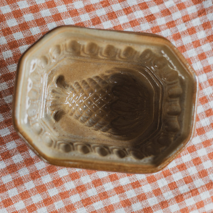 Small Antique Victorian Salt-Glazed Jelly Mould - Pineapple Motif