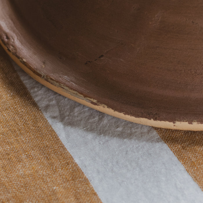 Antique English Farmhouse Terracotta Painted Plaster Pink Dairy Bowl / Pancheon
