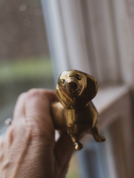 Vintage Medium Brass Daschund Dog Figurine