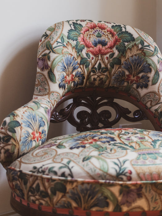 Antique Victorian Library, Bedroom or Occasional Chair - Reupholstered
