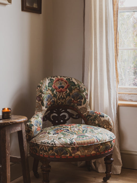 Antique Victorian Library, Bedroom or Occasional Chair - Reupholstered