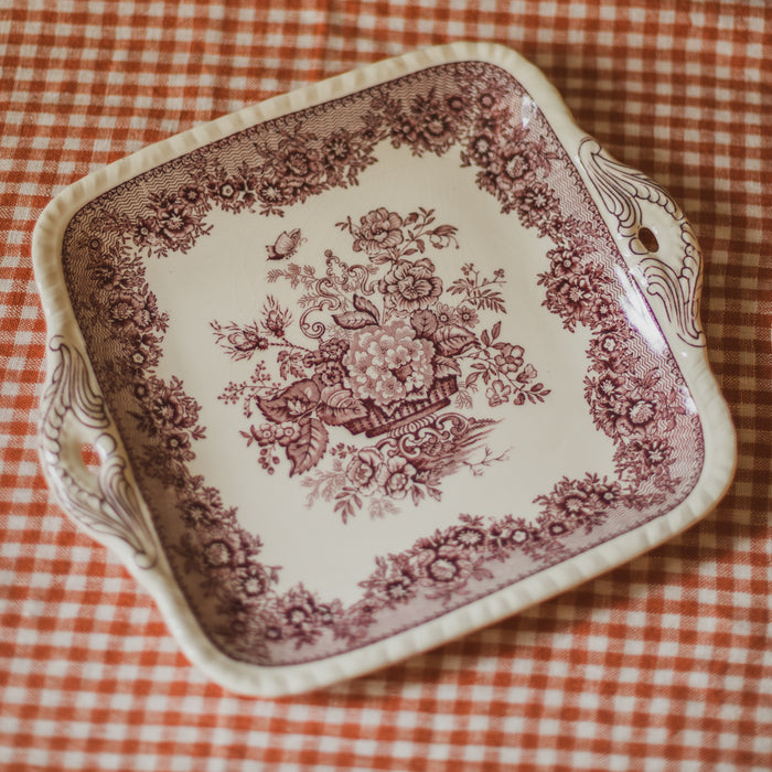 Vintage Mason’s Ironstone Cake Platter / Serving Dish - Pink / Lilac