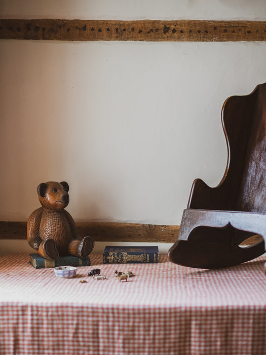 Vintage Folk Art Wooden Bear - Hand-carved, Seated