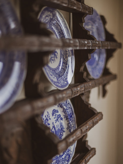 Antique Hand-Carved Delft Wall Rack / Plate Rack