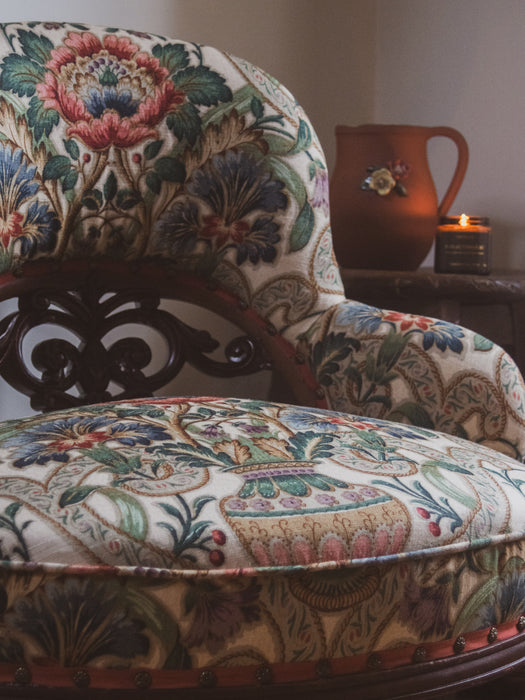 Antique Victorian Library, Bedroom or Occasional Chair - Reupholstered