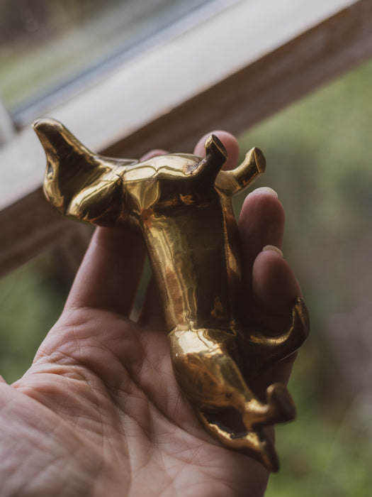 Vintage Medium Brass Daschund Dog Figurine