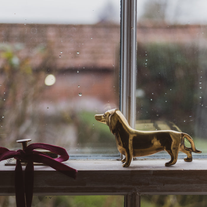 Vintage Medium Brass Daschund Dog Figurine