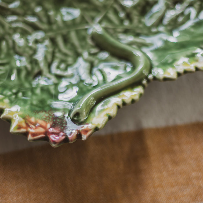 Set of Four Vintage Bordallo Pinheiro Maple Leaf Plates - Portugal, Majolica Glaze