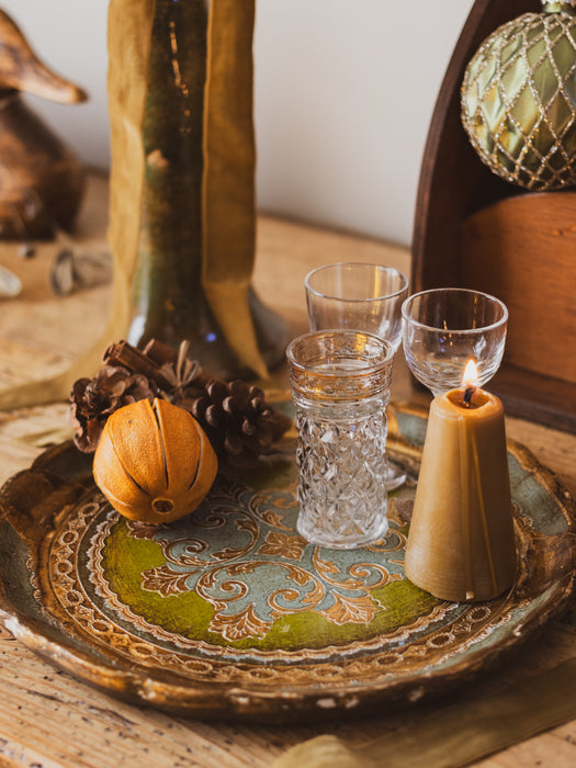 Vintage Italian Papier Mâché Tray by Vero Legno - Gold, Green & Blue