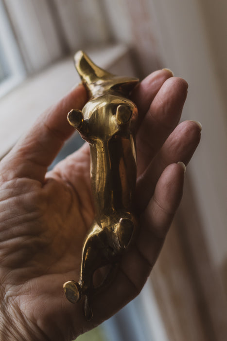 Vintage Medium Brass Daschund Dog Figurine