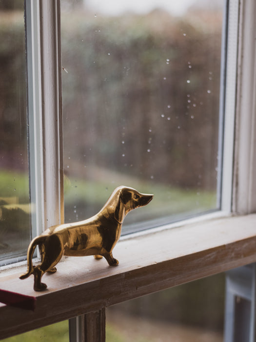 Vintage Medium Brass Daschund Dog Figurine