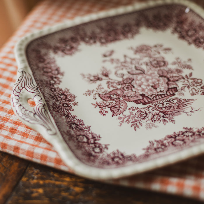 Vintage Mason’s Ironstone Cake Platter / Serving Dish - Pink / Lilac