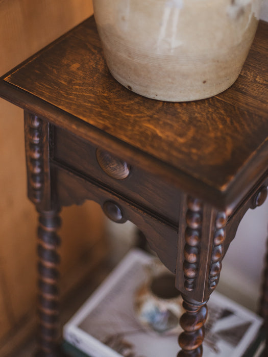 1920s Antique Oak Barley Twist Jardiniere Stand | Plant Table