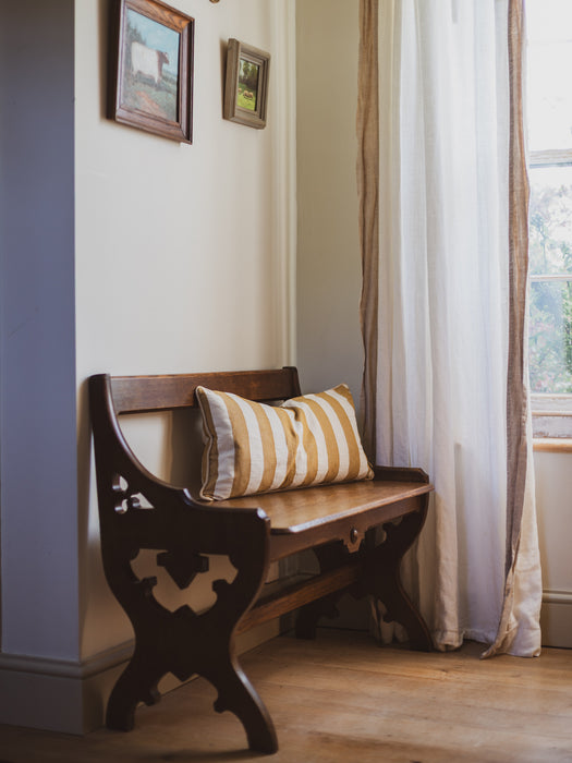 Small Early 20th Century Arts & Crafts Oak Hall Bench - Gothic Revival Window Seat c. 1900-1920