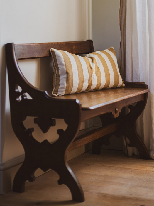 Small Early 20th Century Arts & Crafts Oak Hall Bench - Gothic Revival Window Seat c. 1900-1920