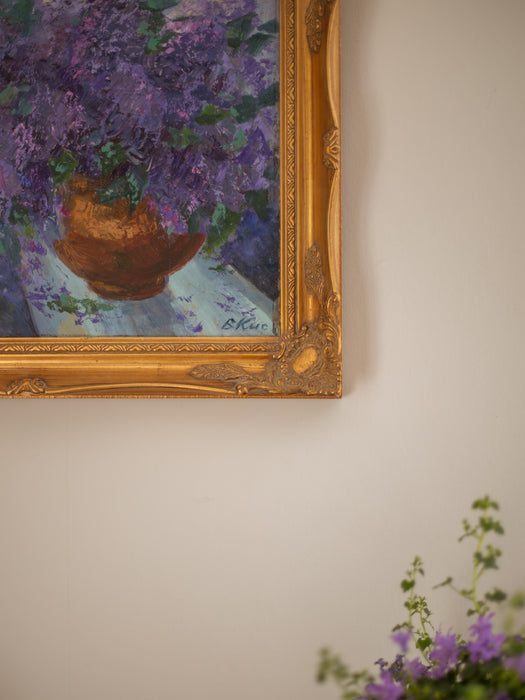 Vintage Original Oil Painting "Lilac" by Vladimir Kisilyov - Framed Floral Still Life