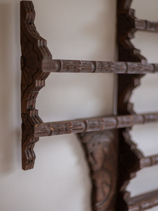 Antique Hand-Carved Delft Wall Rack / Plate Rack