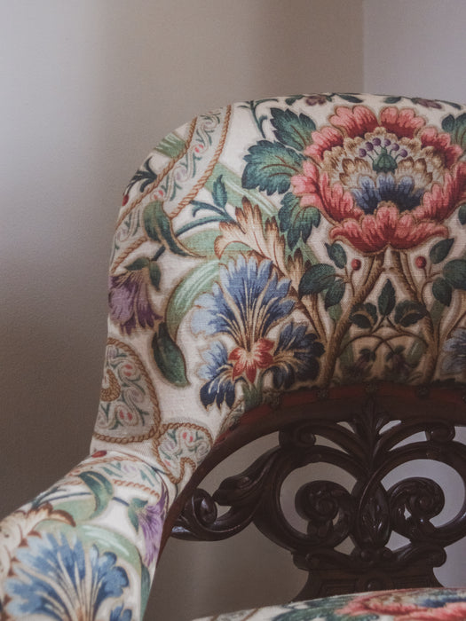 Antique Victorian Library, Bedroom or Occasional Chair - Reupholstered