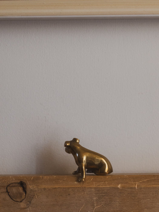 Small Vintage Solid Brass Boxer Dog