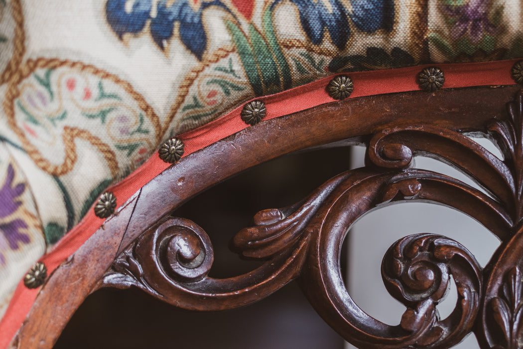 Antique Victorian Library, Bedroom or Occasional Chair - Reupholstered