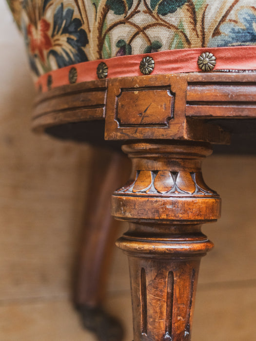 Antique Victorian Library, Bedroom or Occasional Chair - Reupholstered