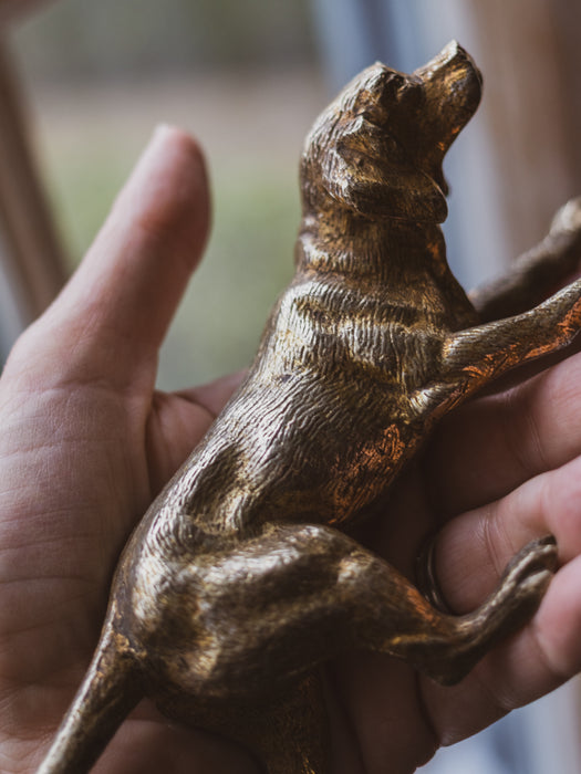 Vintage Large Spelter Working Dog Figurine