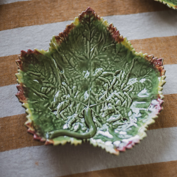Set of Four Vintage Bordallo Pinheiro Maple Leaf Plates - Portugal, Majolica Glaze