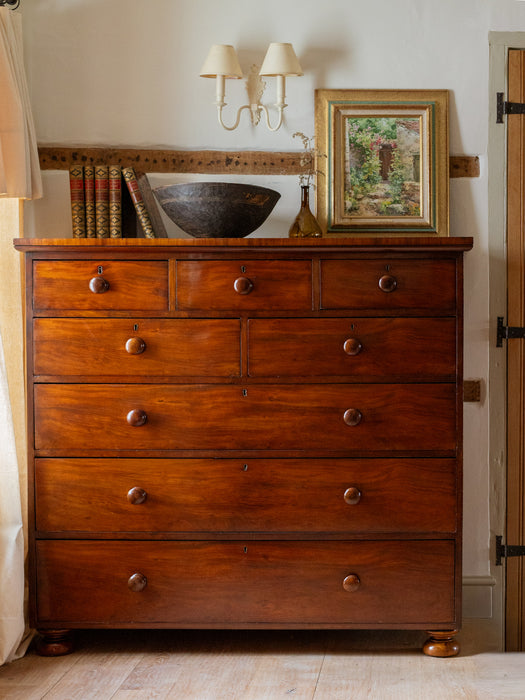 Large Antique Victorian Chest of Drawers - Beautifully Restored Solid Wood with Original Patina