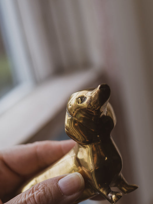 Vintage Medium Brass Daschund Dog Figurine