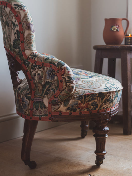 Antique Victorian Library, Bedroom or Occasional Chair - Reupholstered