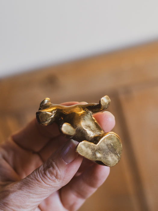 Small Vintage Solid Brass Boxer Dog
