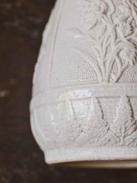 Antique Victorian Salt-Glazed Jug with Cornflower Glazed Interior