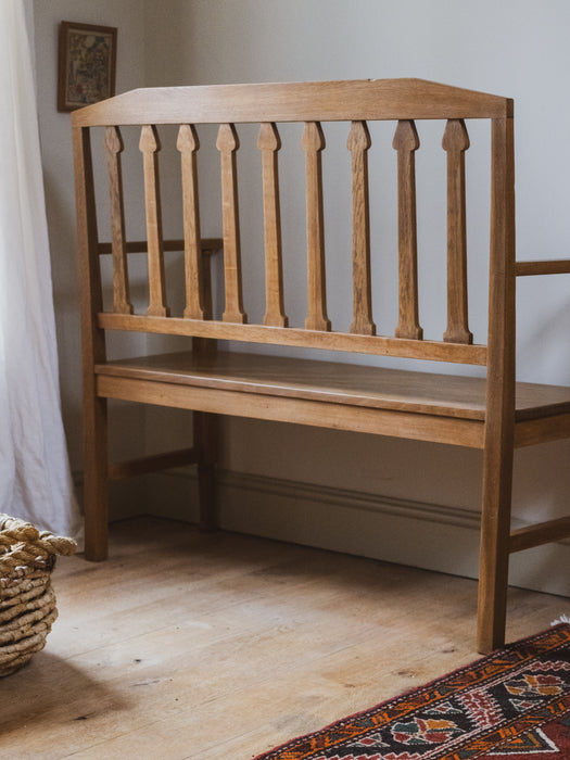 Antique English Arts & Crafts Oak Bench