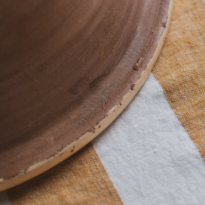 Antique English Farmhouse Terracotta Painted Plaster Pink Dairy Bowl / Pancheon