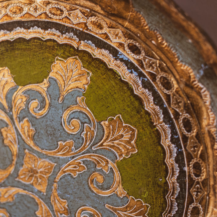 Vintage Italian Papier Mâché Tray by Vero Legno - Gold, Green & Blue