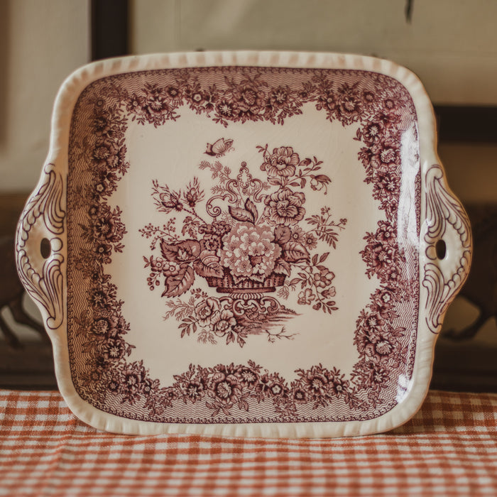 Vintage Mason’s Ironstone Cake Platter / Serving Dish - Pink / Lilac