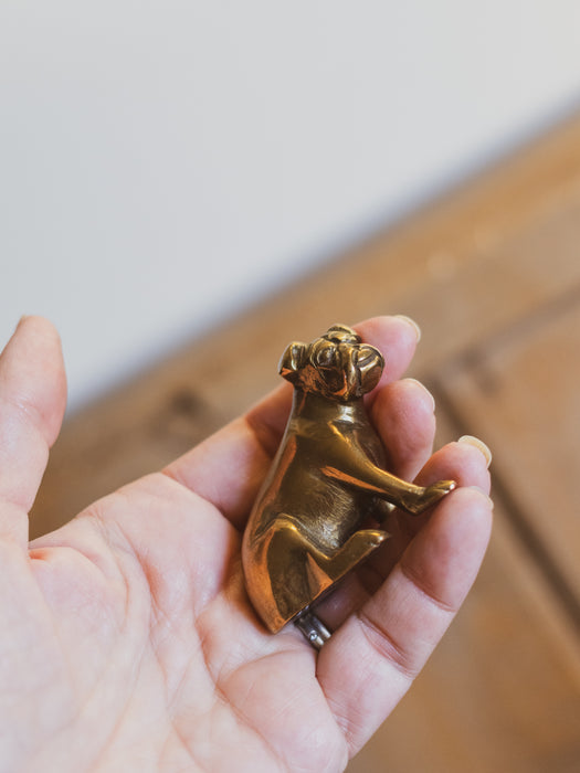 Small Vintage Solid Brass Boxer Dog