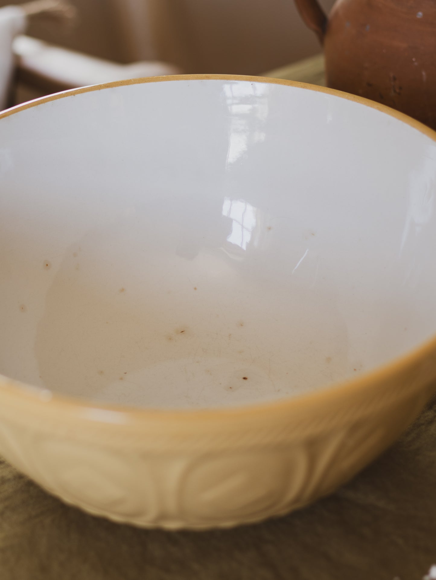 Vintage 1960s T G Green & Co Ltd Cane Style Extra Large Mixing Bowl Kneading Bowl