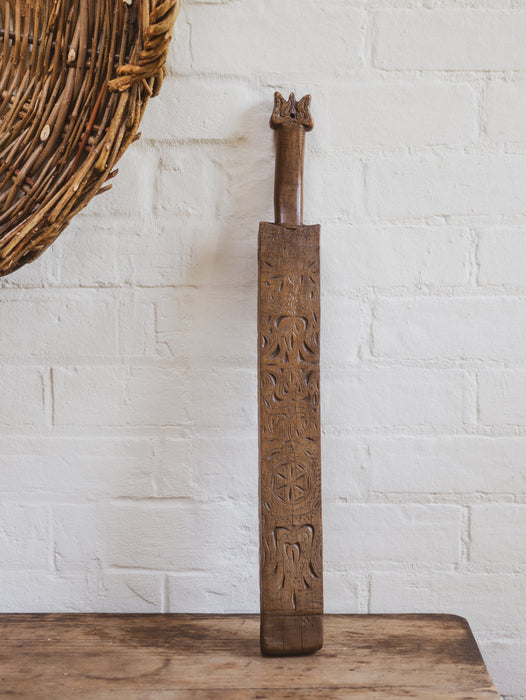 Antique 19th Century Hand-Carved Scandinavian Washing Bat Paddle Board