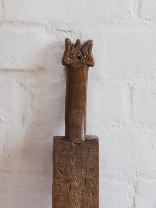 Antique 19th Century Hand-Carved Scandinavian Washing Bat Paddle Board