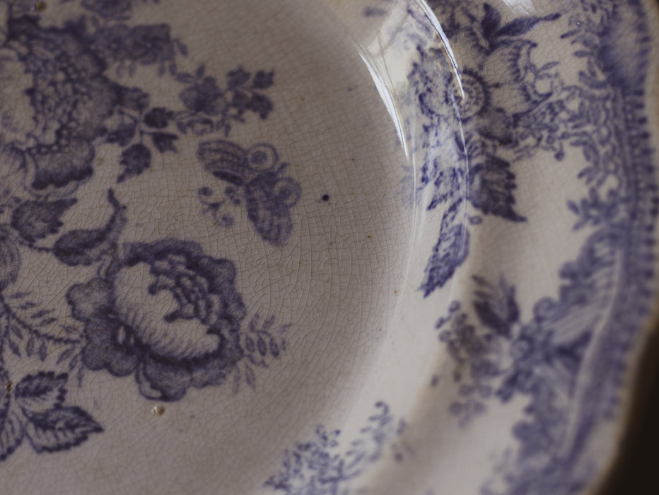 Antique French Blue & White 'Asiatic Pheasant' Oval Platter Ironstone Serving Plate Antique Transferware c.1880