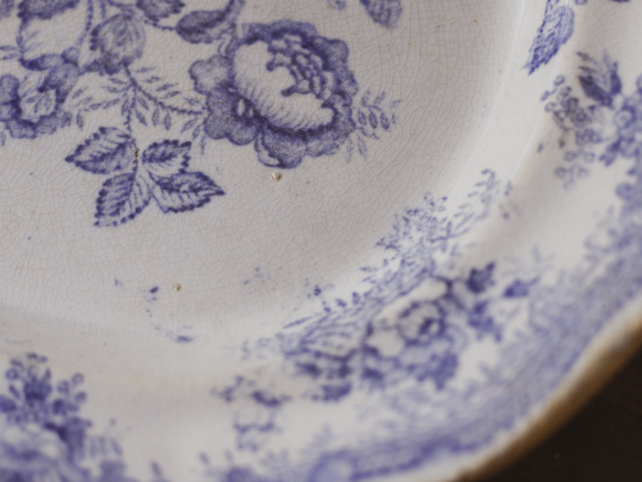 Antique French Blue & White 'Asiatic Pheasant' Oval Platter Ironstone Serving Plate Antique Transferware c.1880