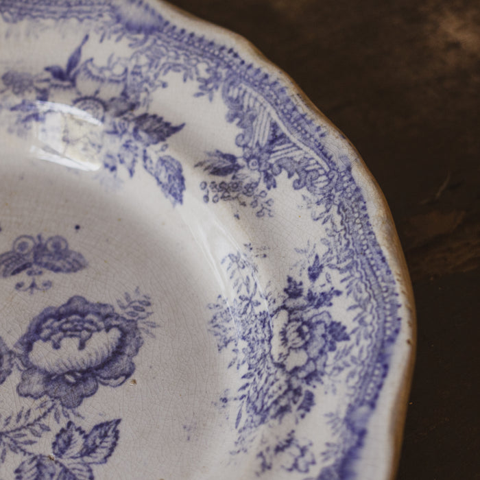 Antique French Blue & White 'Asiatic Pheasant' Oval Platter Ironstone Serving Plate Antique Transferware c.1880
